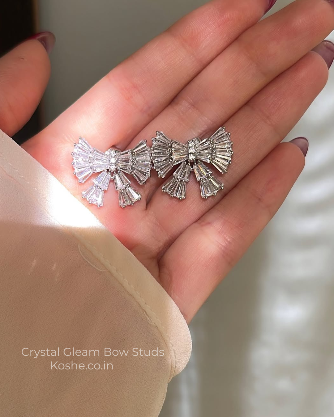 Crystal Gleam Bow Studs