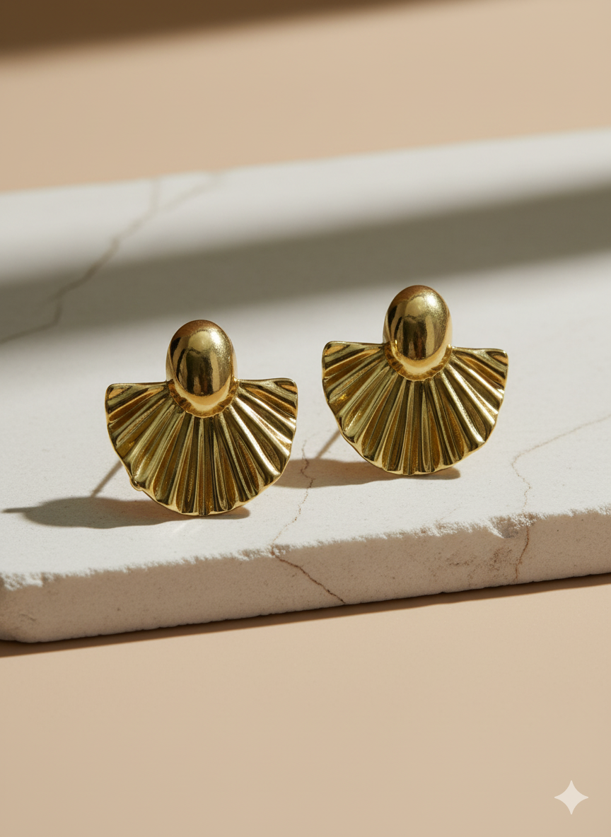 The Golden Gatsby Fan Earrings