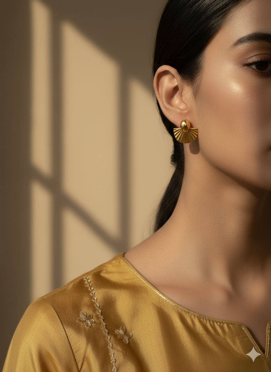 The Golden Gatsby Fan Earrings