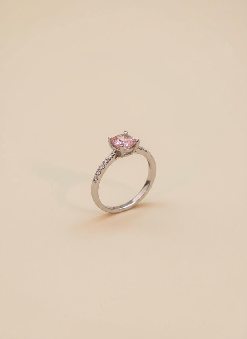 Rosy Shine Solitaire Ring