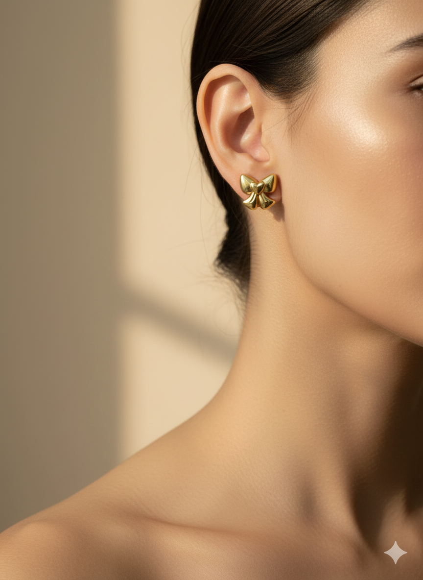 Golden Poise Bow Studs