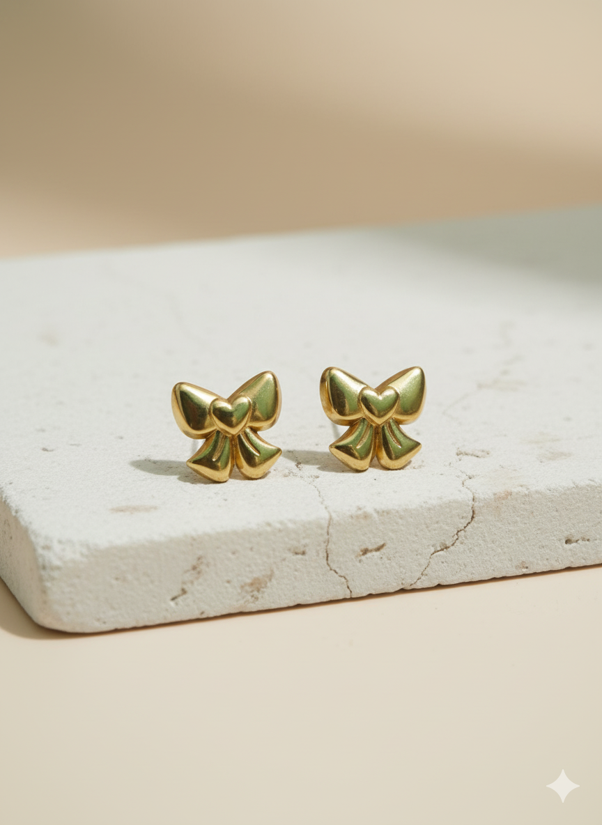 Golden Poise Bow Studs