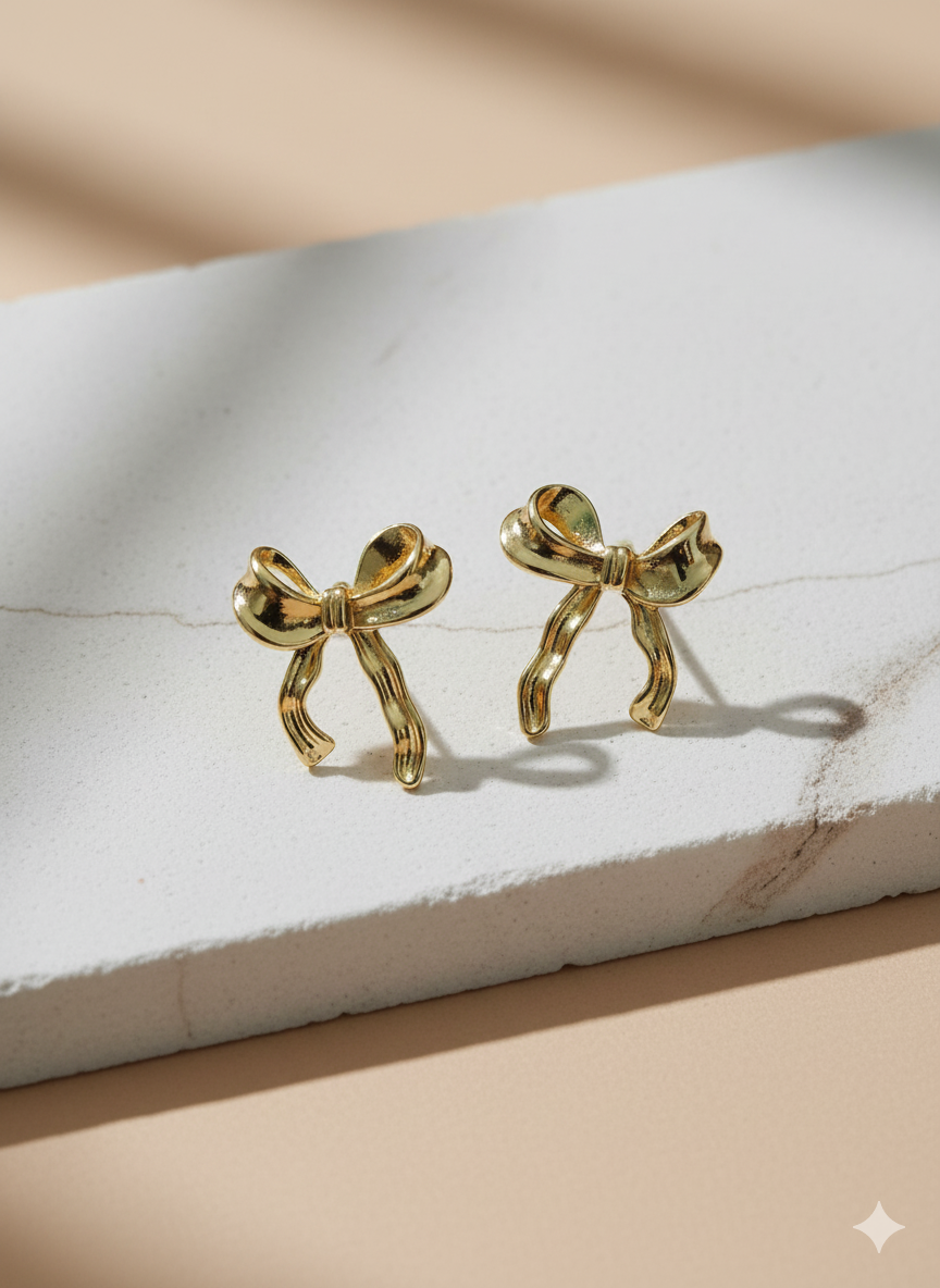 Gold Drip Bow Studs