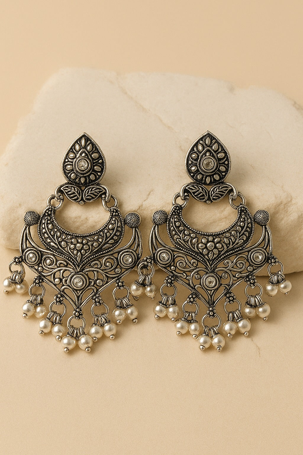 Intricate Moon Jhumkas