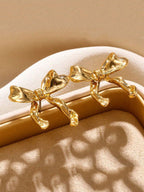 Gold Drip Bow Studs