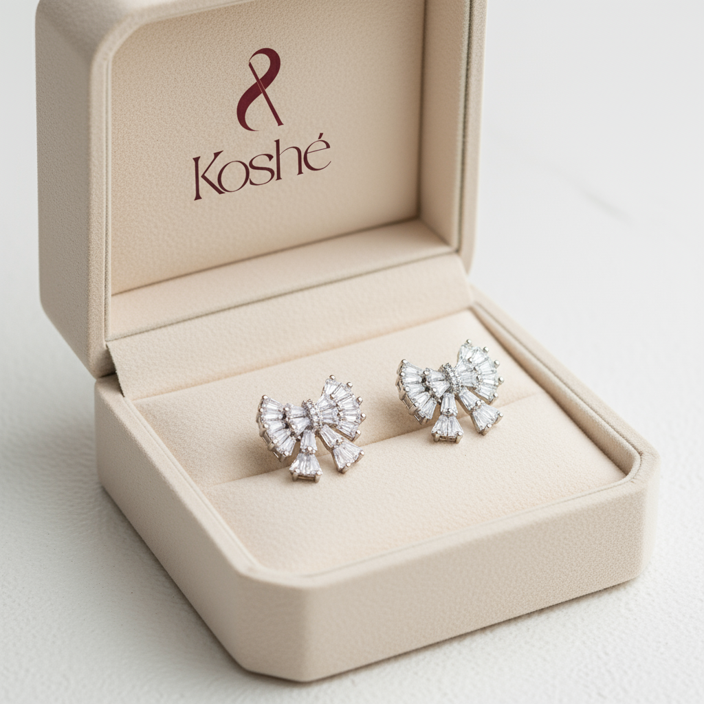 Crystal Gleam Bow Studs