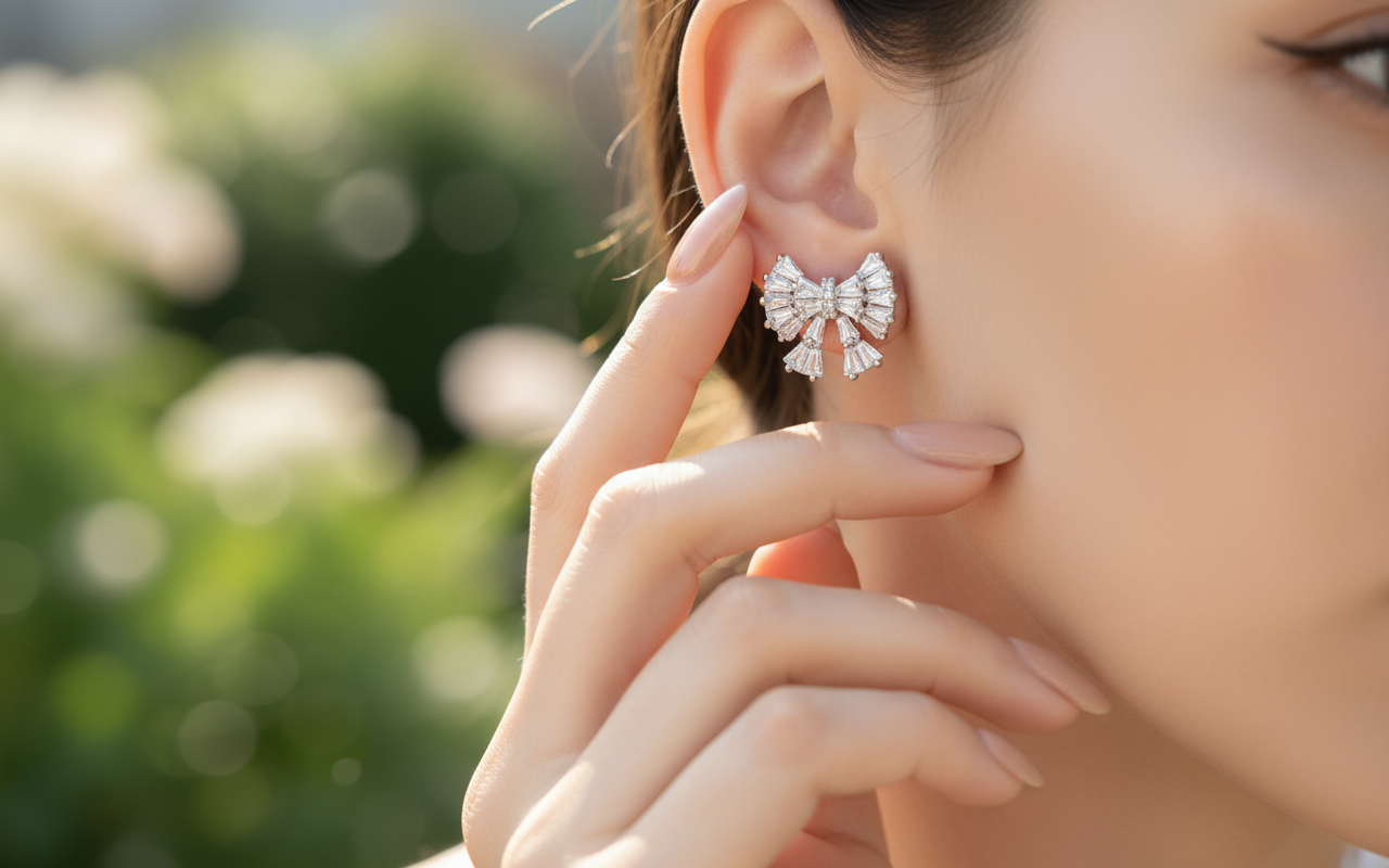 Crystal Gleam Bow Studs