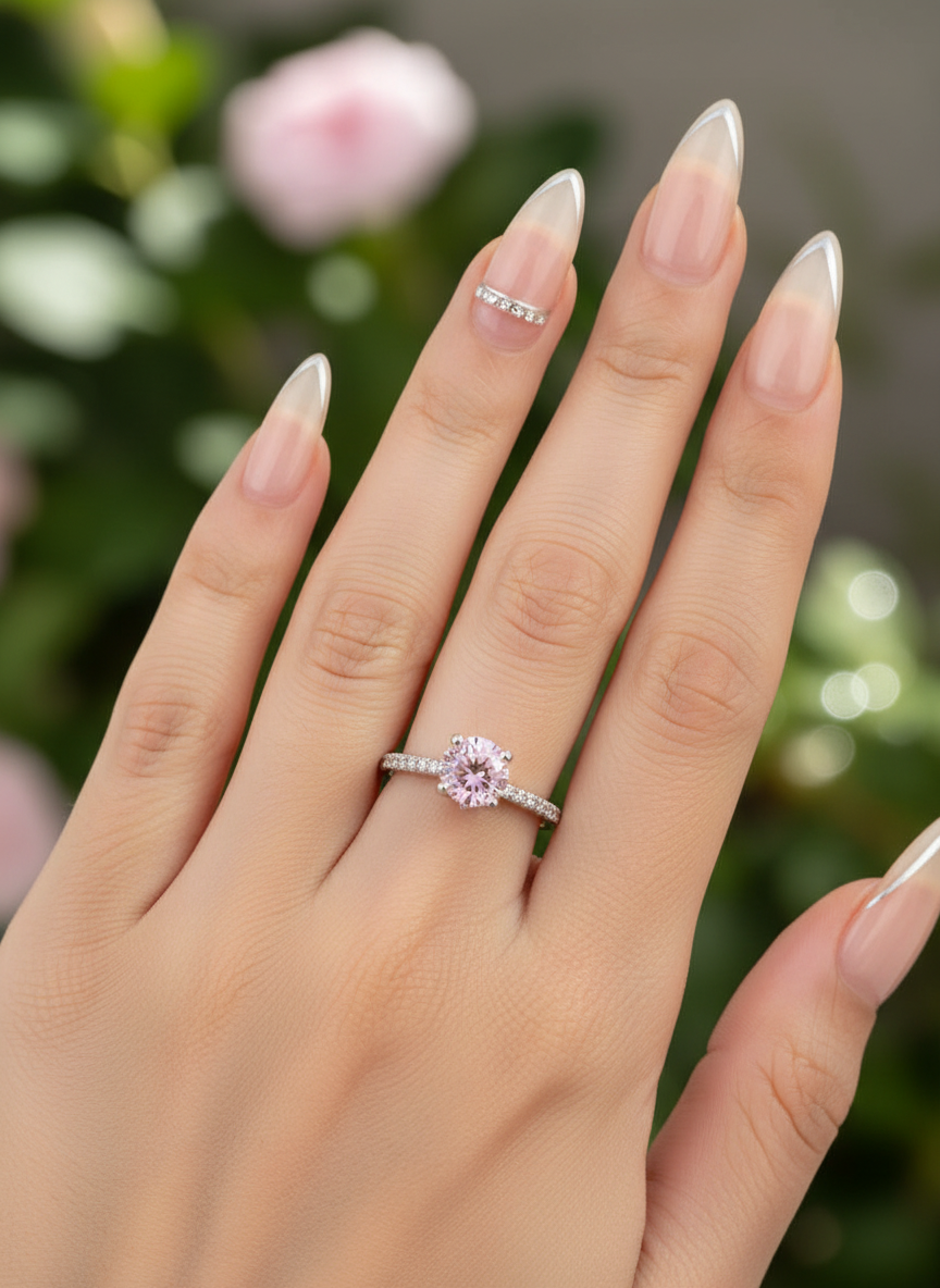 Rosy Shine Solitaire Ring