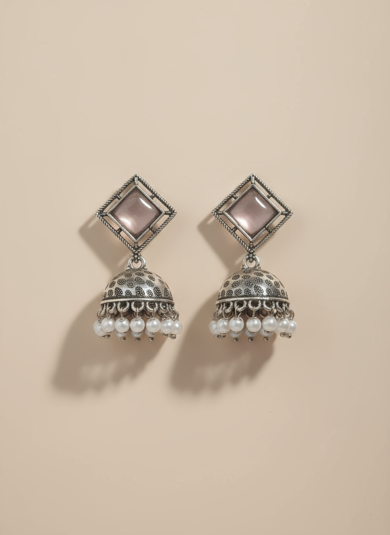 Pink Bloom Stud Jhumkas