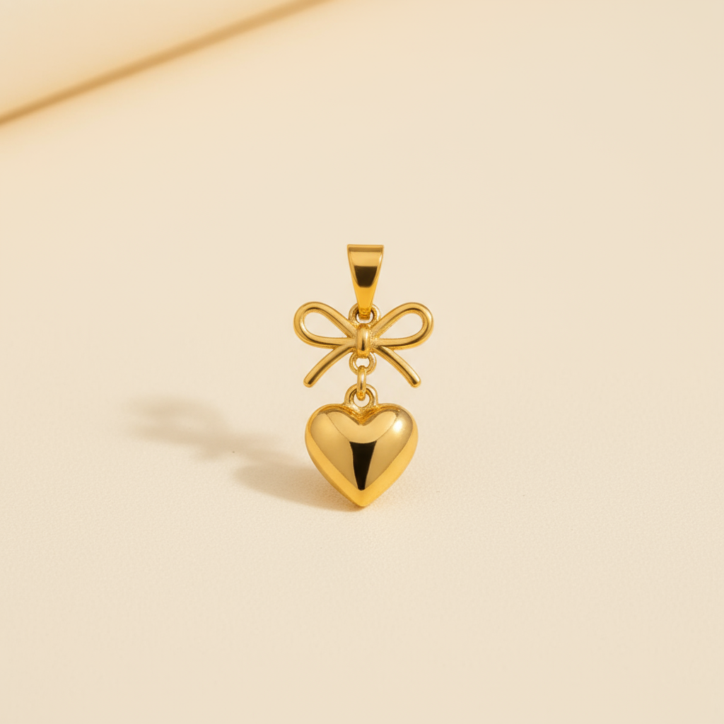 Amour Bow Heart Pendant Set