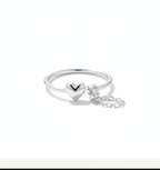 Silver Heart Charm Ring