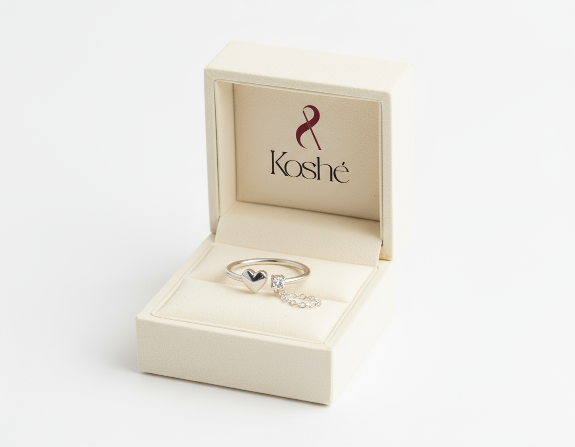 Silver Heart Charm Ring