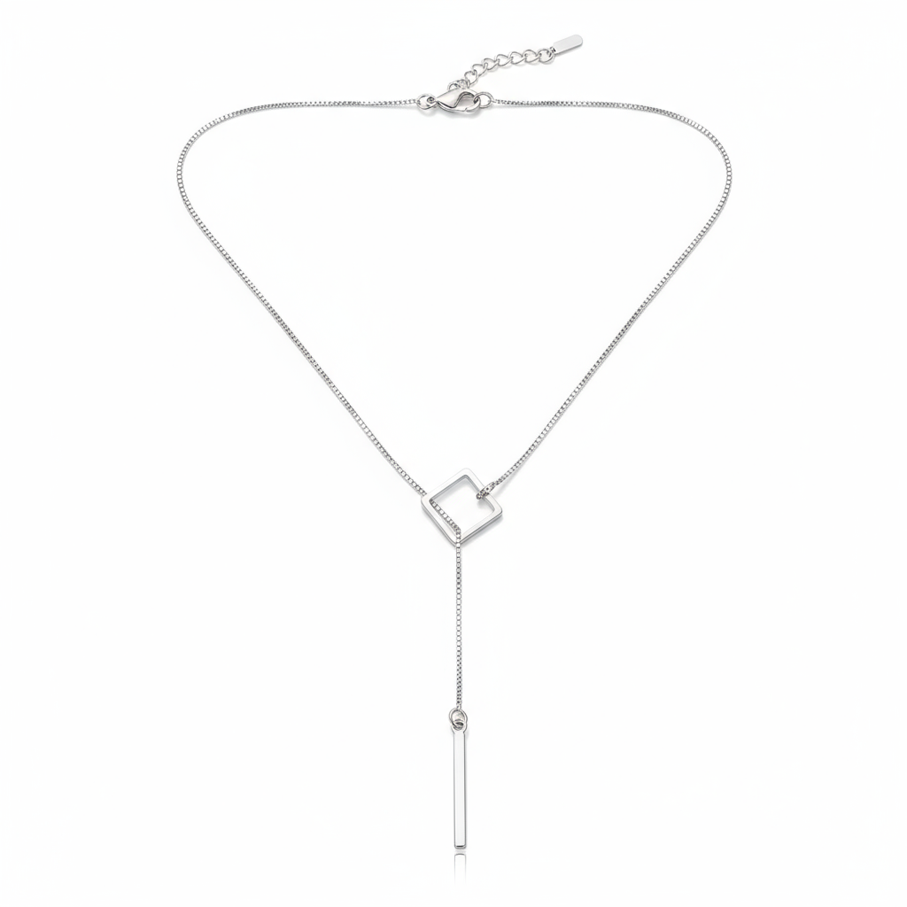 Sterling Silver Geometric Pendant Chain