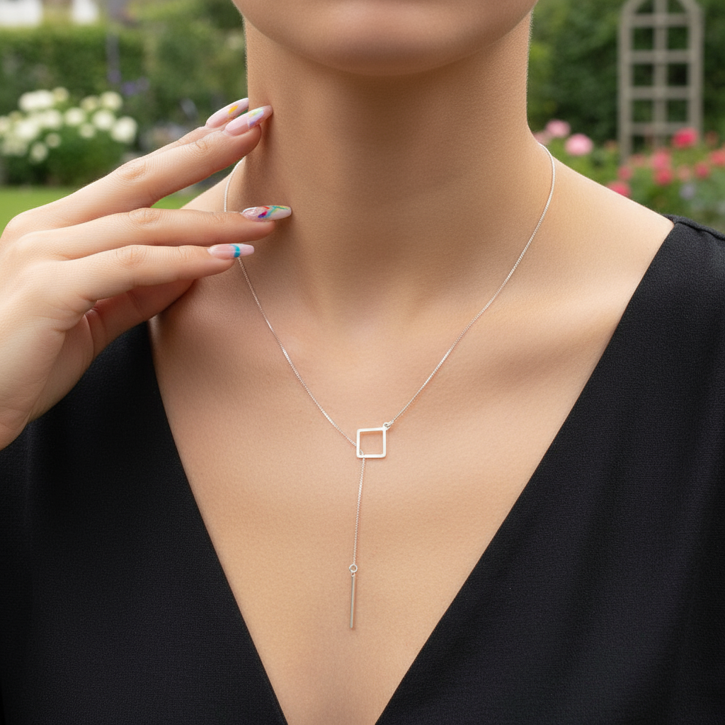 Sterling Silver Geometric Pendant Chain
