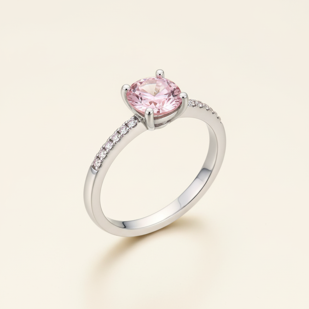 Rosy Shine Solitaire Ring